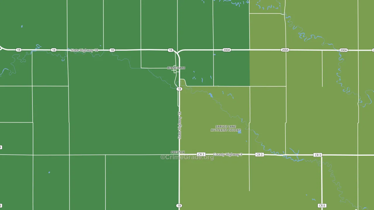 Blanchard, ND Map of Vandalism Rates