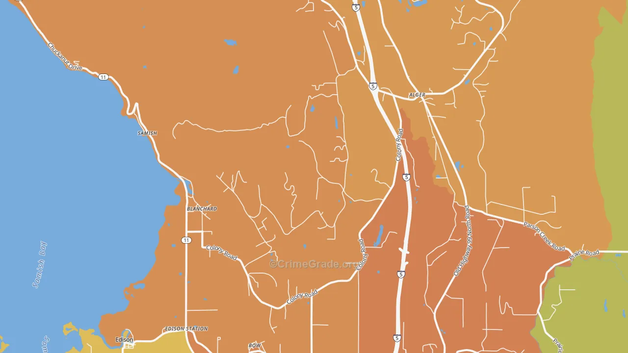 Blanchard, WA Map of Vandalism Rates
