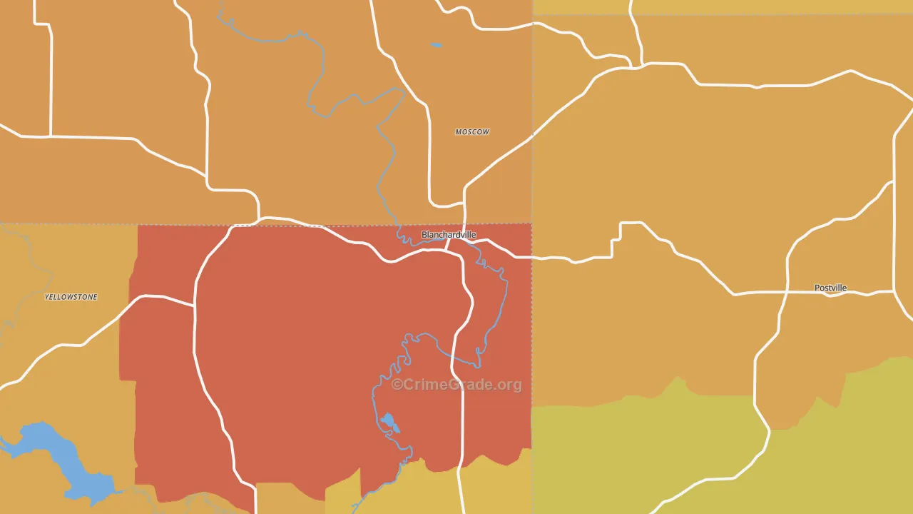 Blanchardville, WI Map of Vandalism Rates