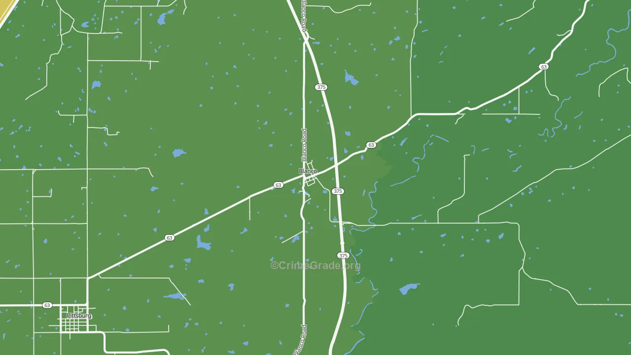 Blanco, OK Map of Vandalism Rates