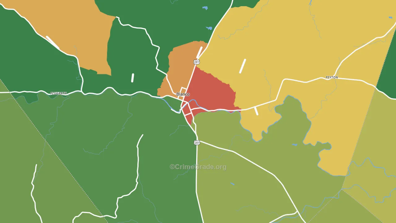Blanco, TX Map of Vandalism Rates