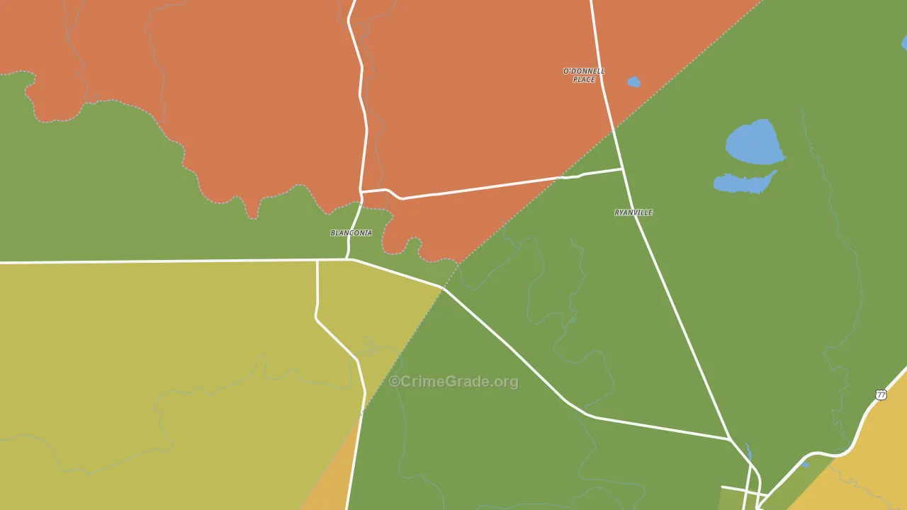 Blanconia, TX Map of Vandalism Rates