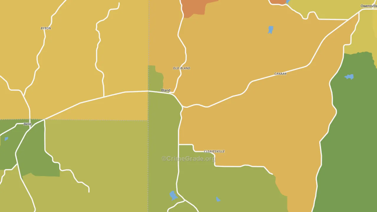 Bland, MO Map of Vandalism Rates