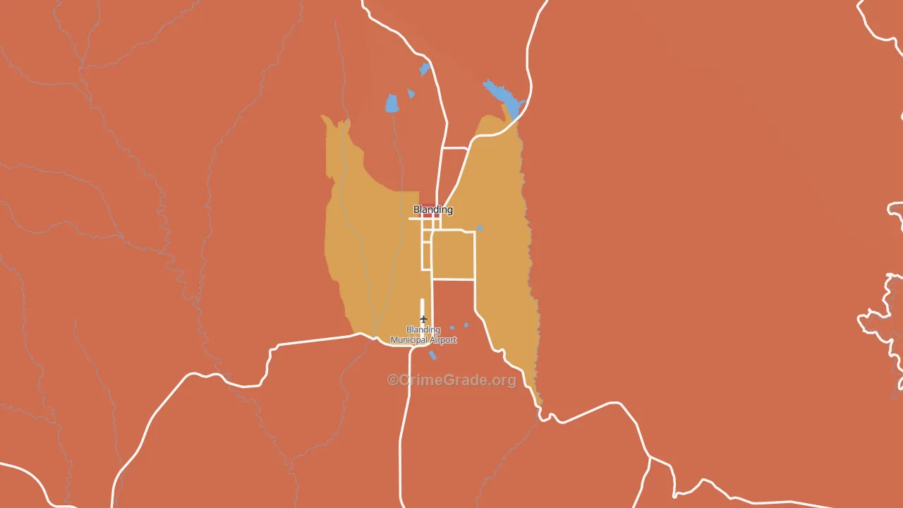 Blanding, UT Map of Vandalism Rates