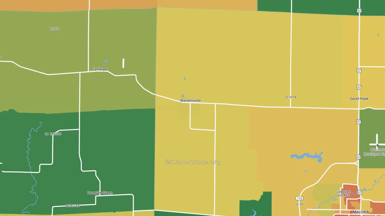 Blandinsville, IL Map of Vandalism Rates