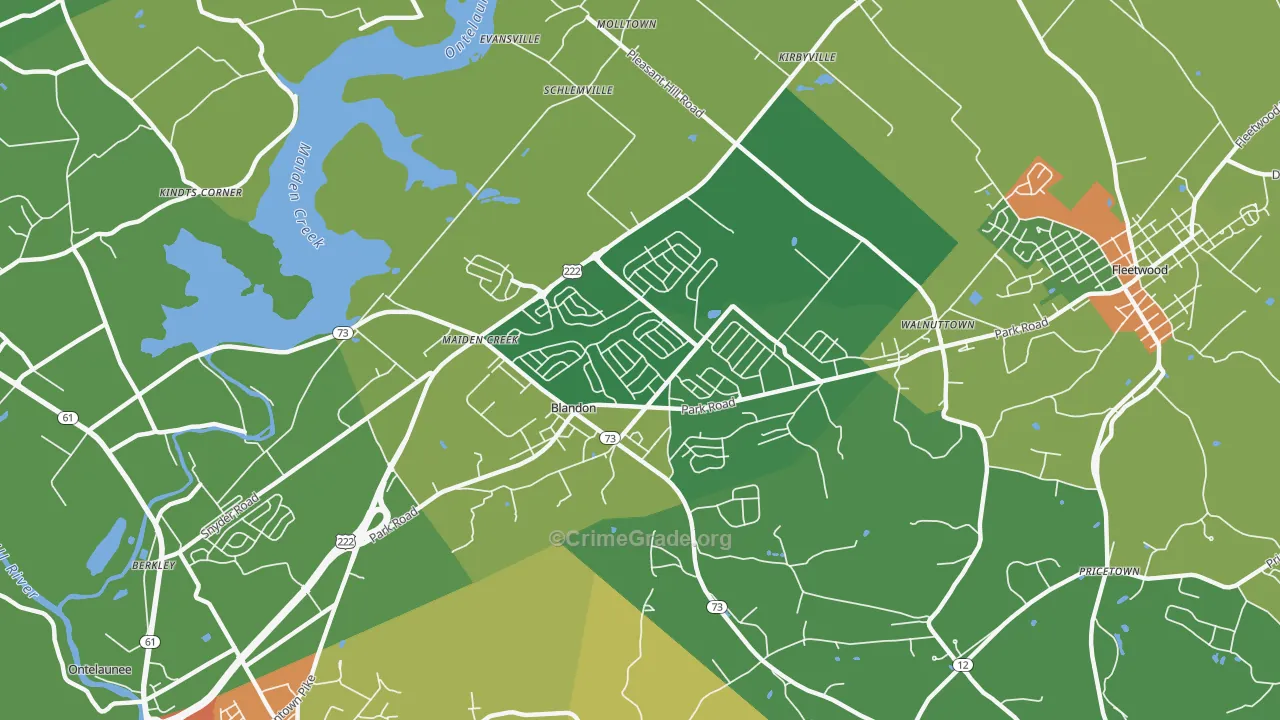 Blandon, PA Map of Vandalism Rates