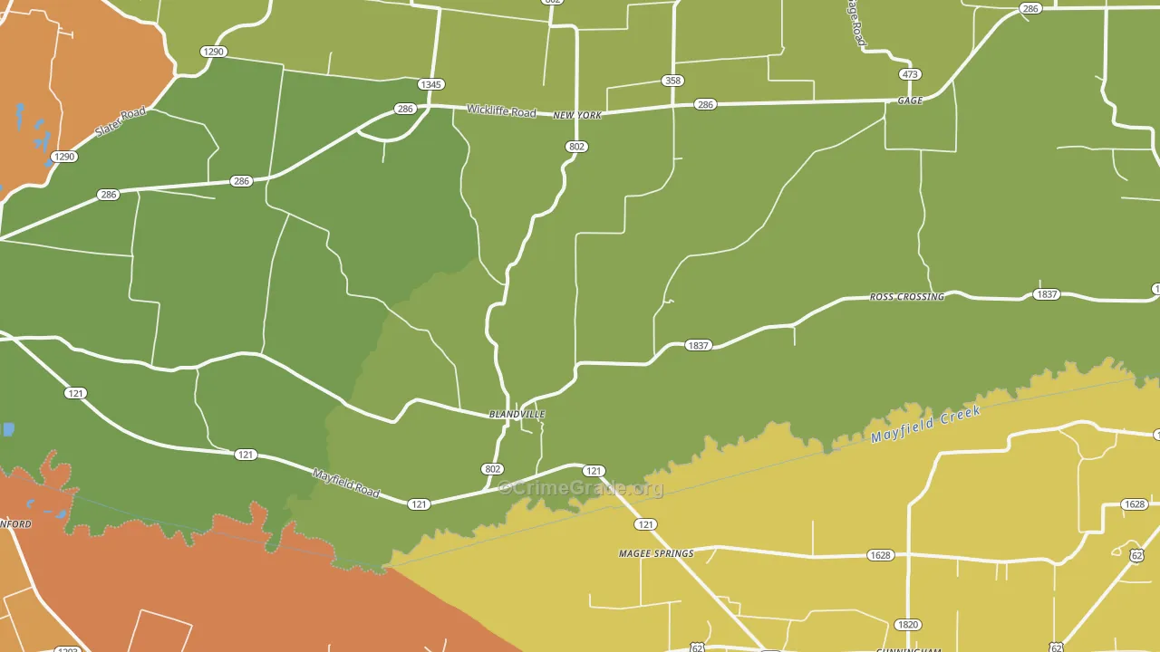 Blandville, KY Map of Vandalism Rates