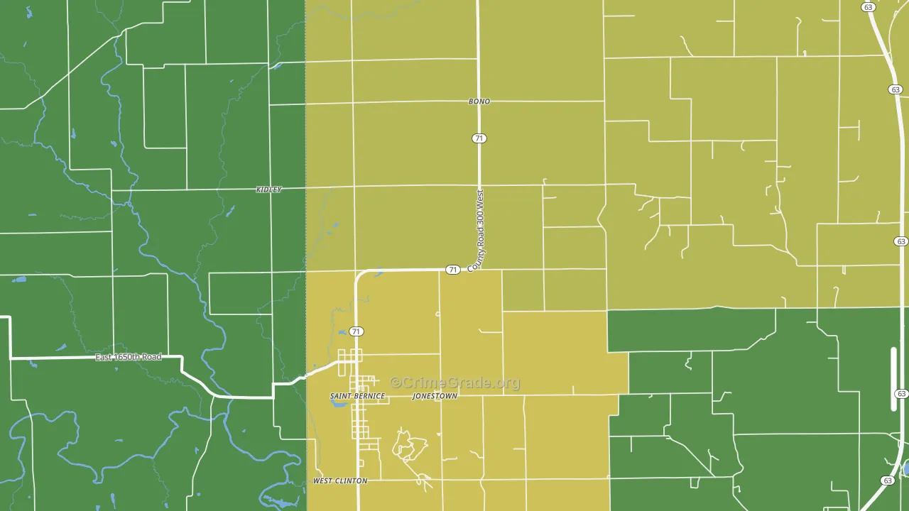 Blanford, IN Map of Vandalism Rates