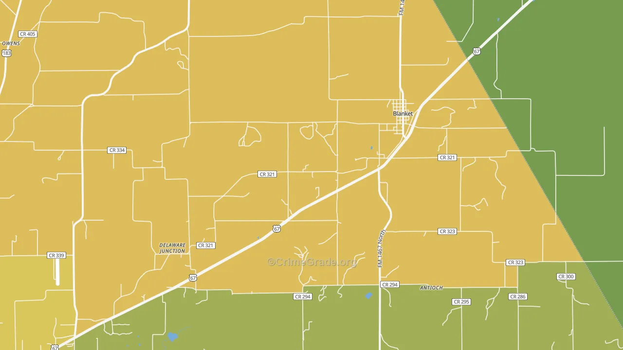 Blanket, TX Map of Vandalism Rates