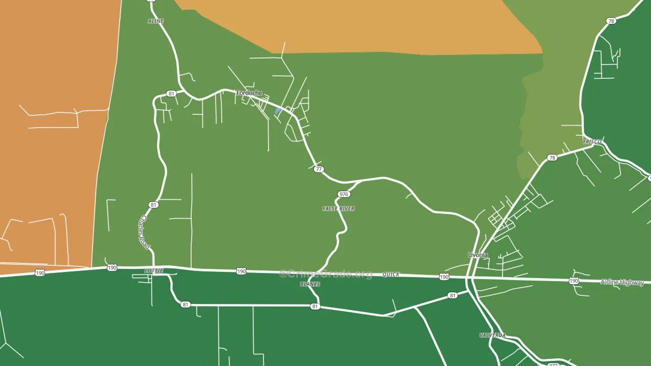 Blanks, LA Map of Vandalism Rates