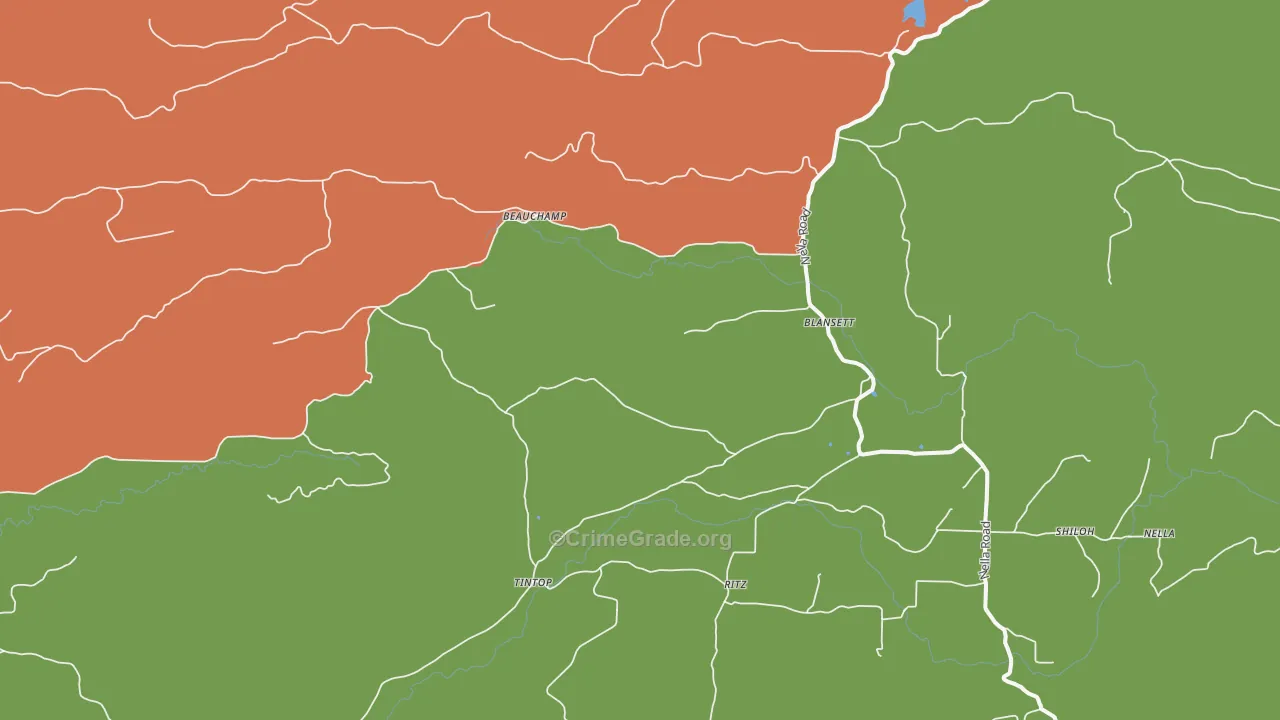 Blansett, AR Map of Vandalism Rates