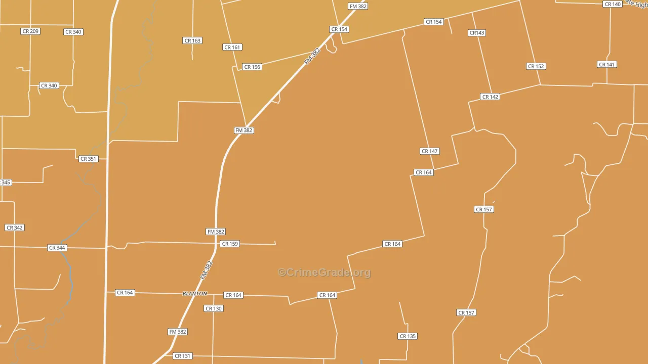 Blanton, TX Map of Vandalism Rates