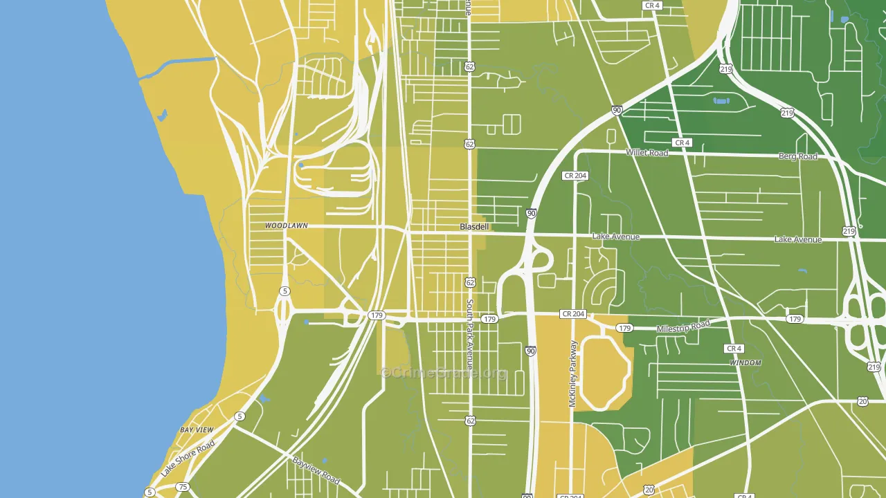 Blasdell, NY Map of Vandalism Rates