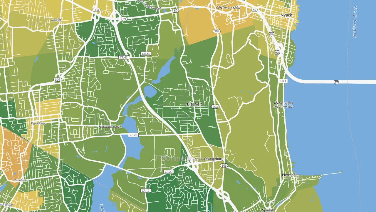 Blauvelt, NY Map of Vandalism Rates