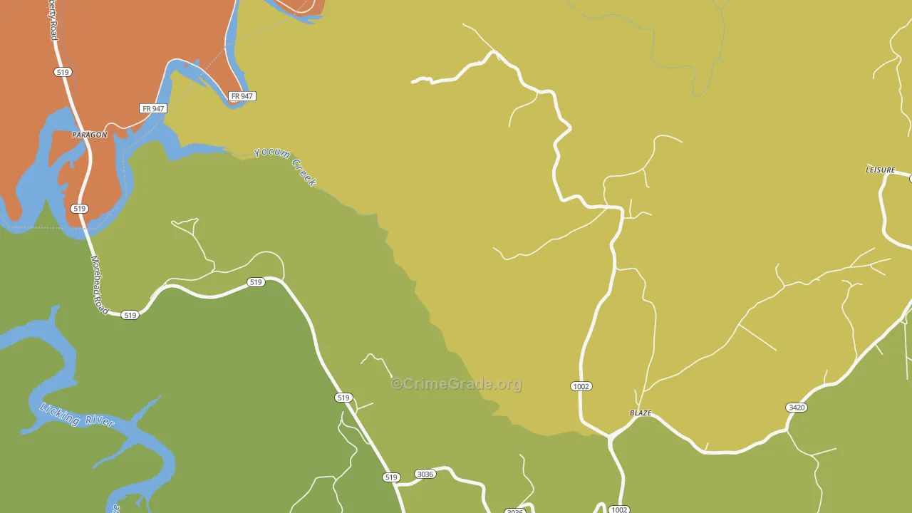 Blaze, KY Map of Vandalism Rates