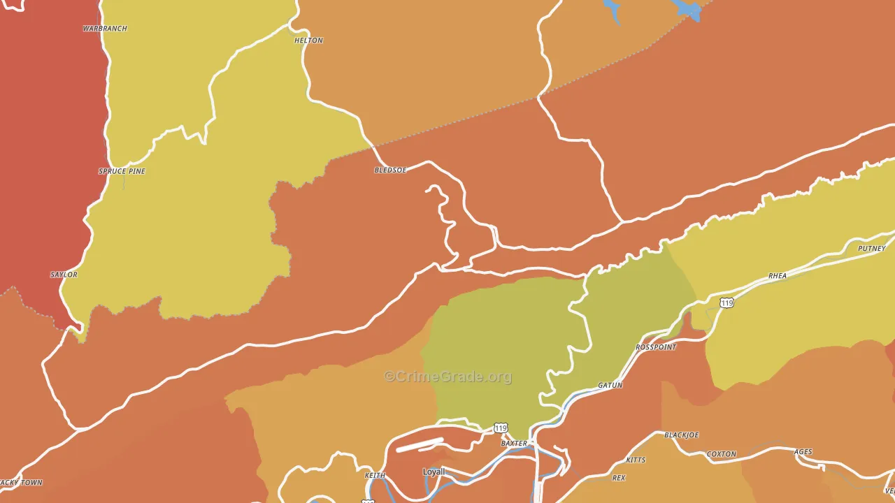 Bledsoe, KY Map of Vandalism Rates