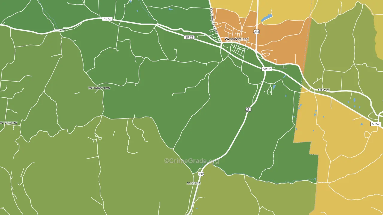 Bledsoe, TN Map of Vandalism Rates