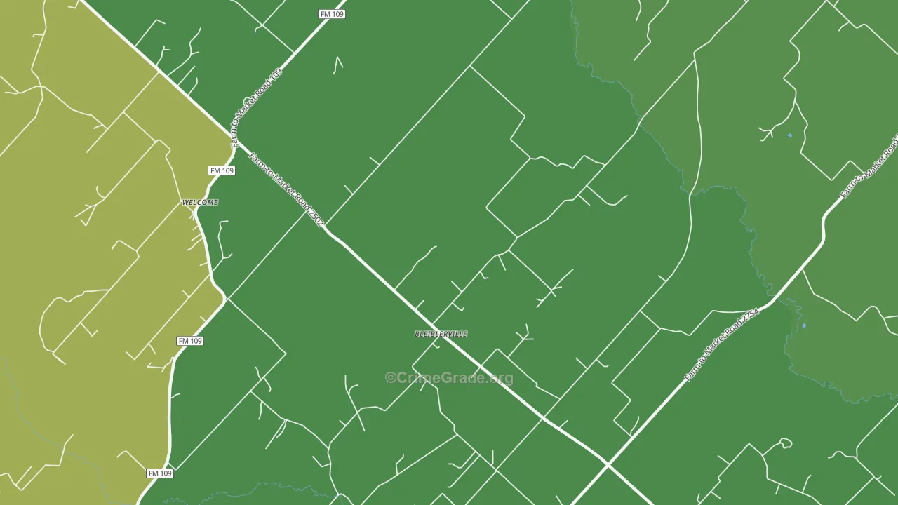 Bleiblerville, TX Map of Vandalism Rates