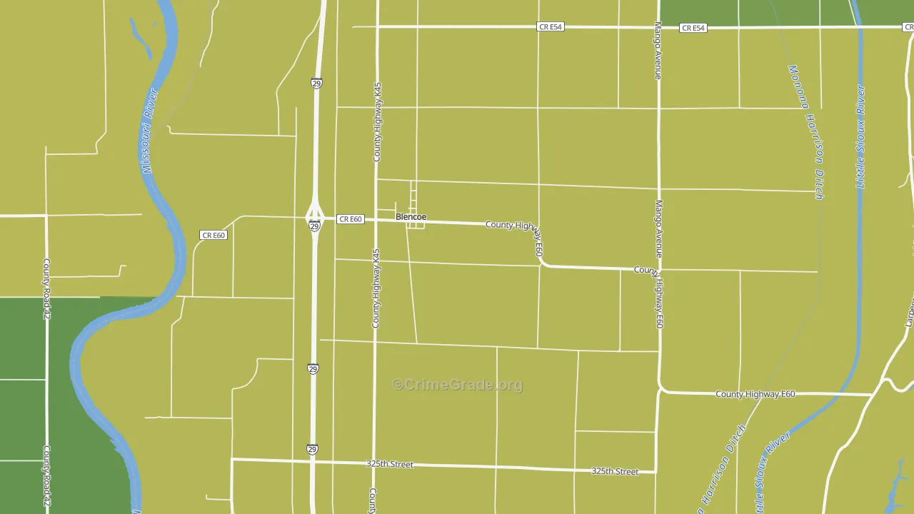 Blencoe, IA Map of Vandalism Rates