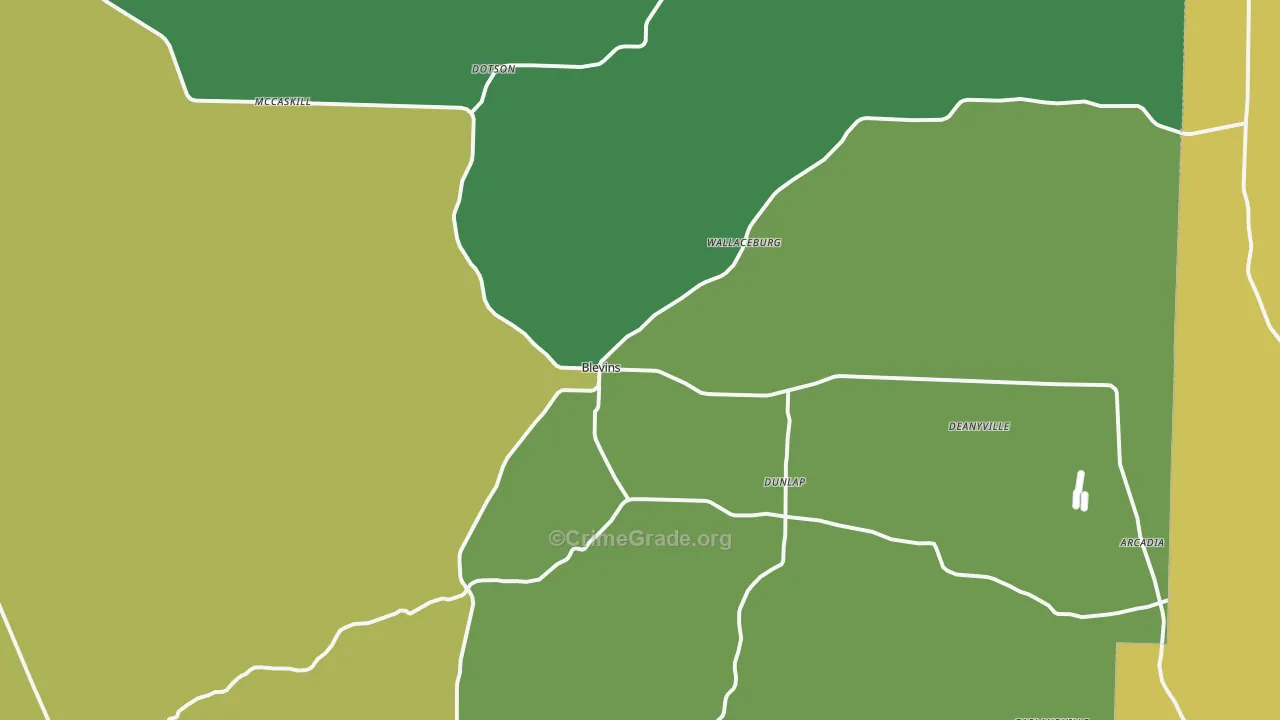 Blevins, AR Map of Vandalism Rates