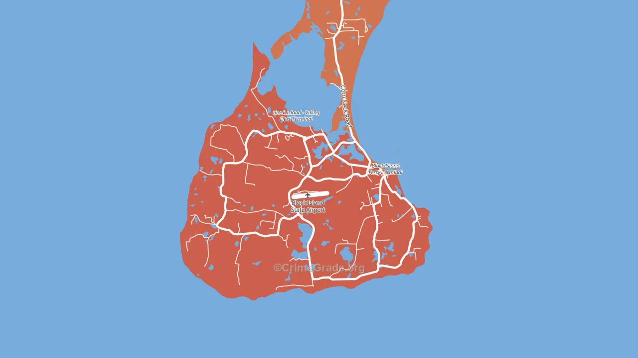 Block Island, RI Map of Vandalism Rates