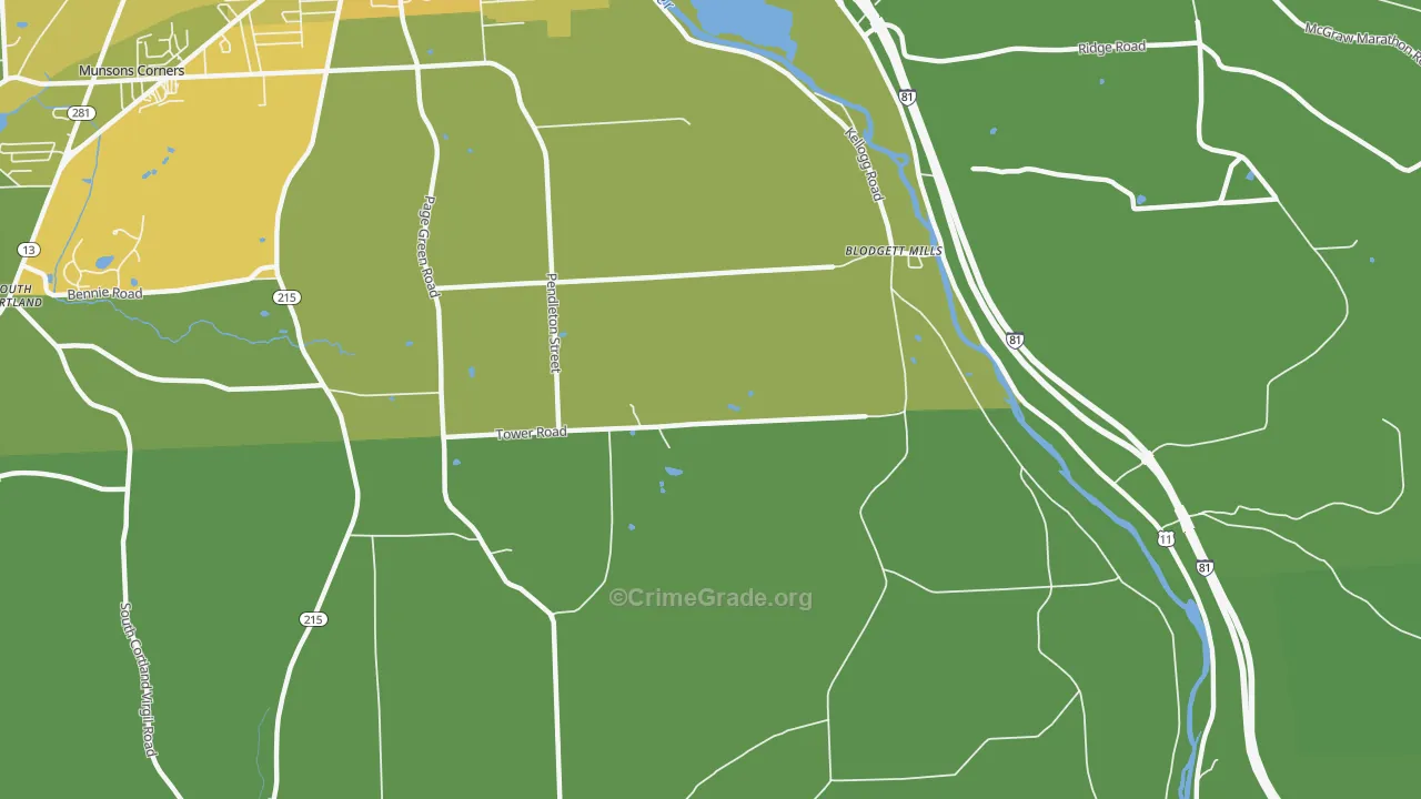 Blodgett Mills, NY Map of Vandalism Rates