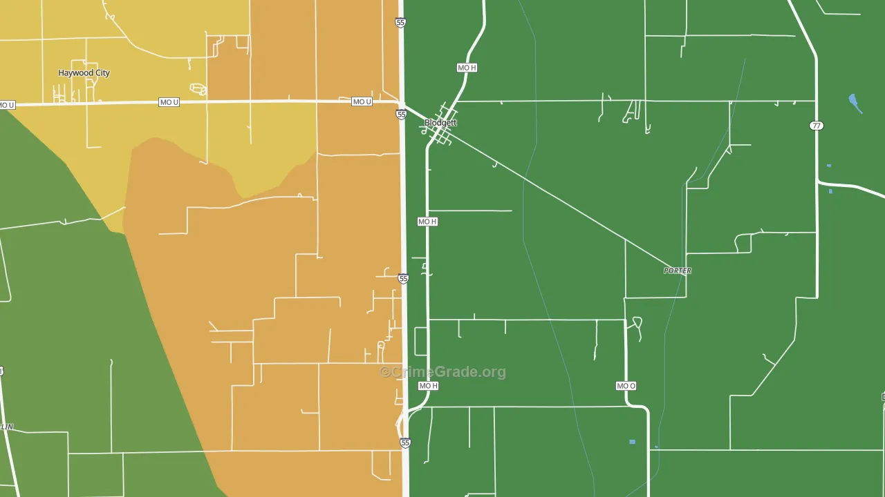 Blodgett, MO Map of Vandalism Rates