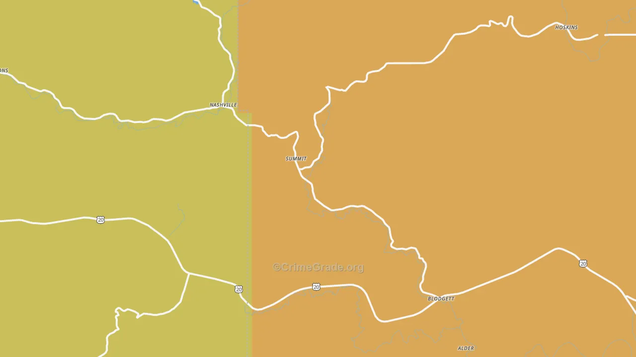 Blodgett, OR Map of Vandalism Rates