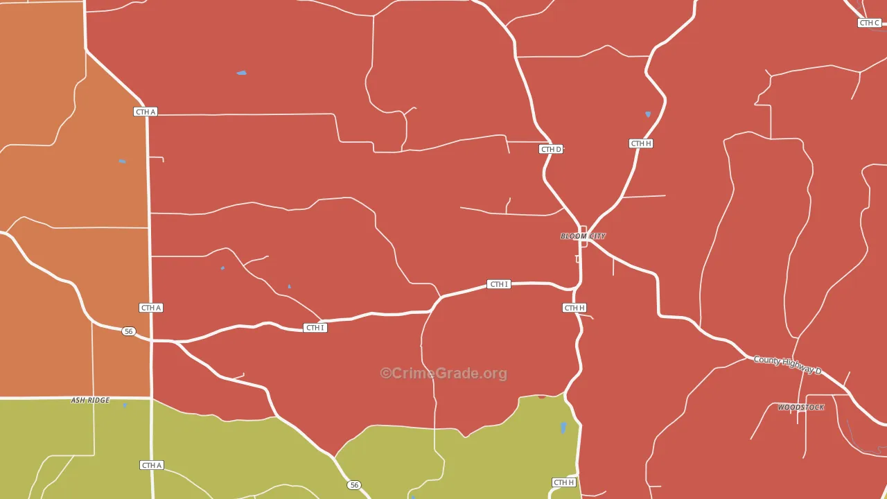 Bloom City, WI Map of Vandalism Rates