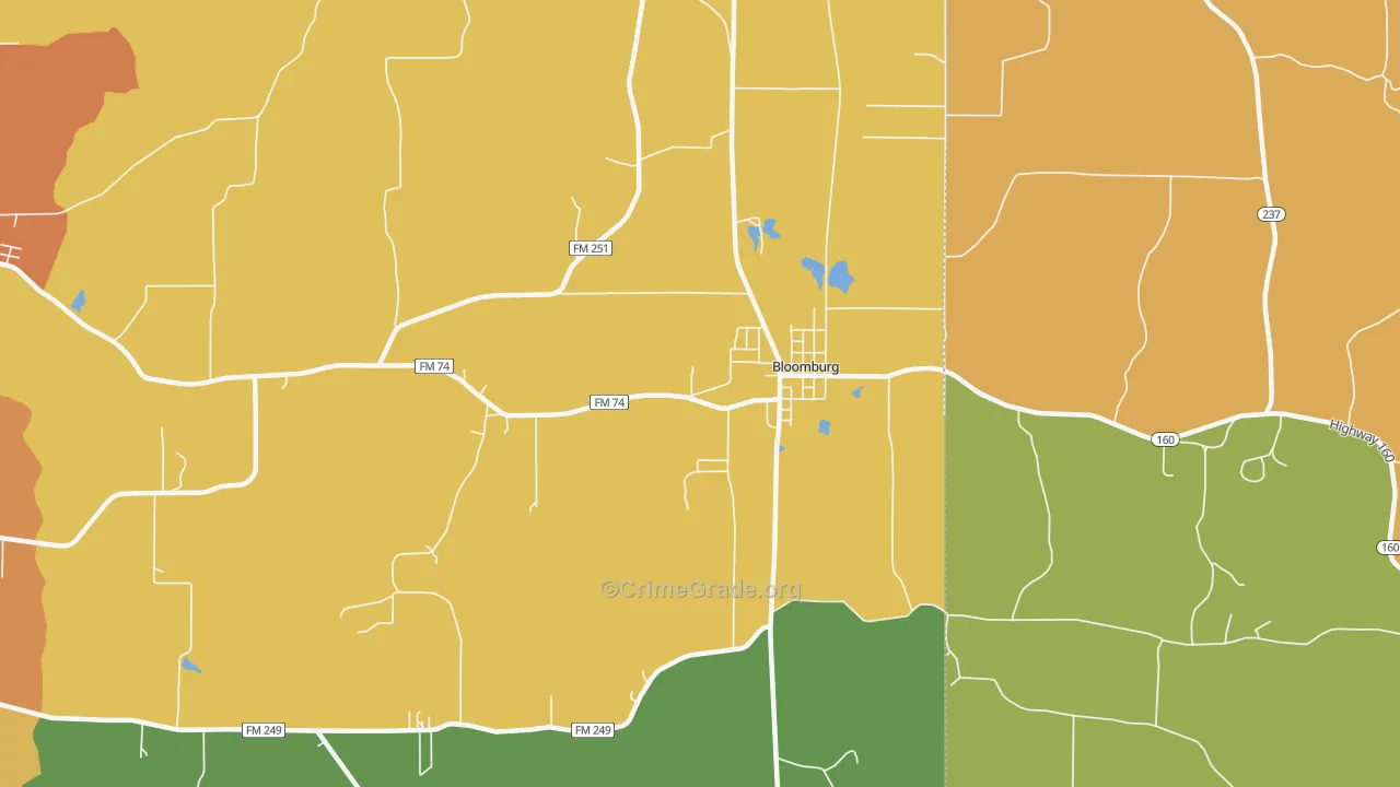 Bloomburg, TX Map of Vandalism Rates