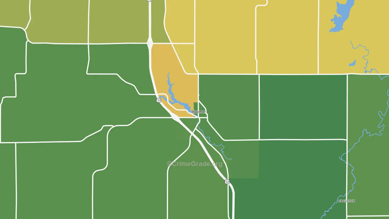 Bloomer, WI Map of Vandalism Rates