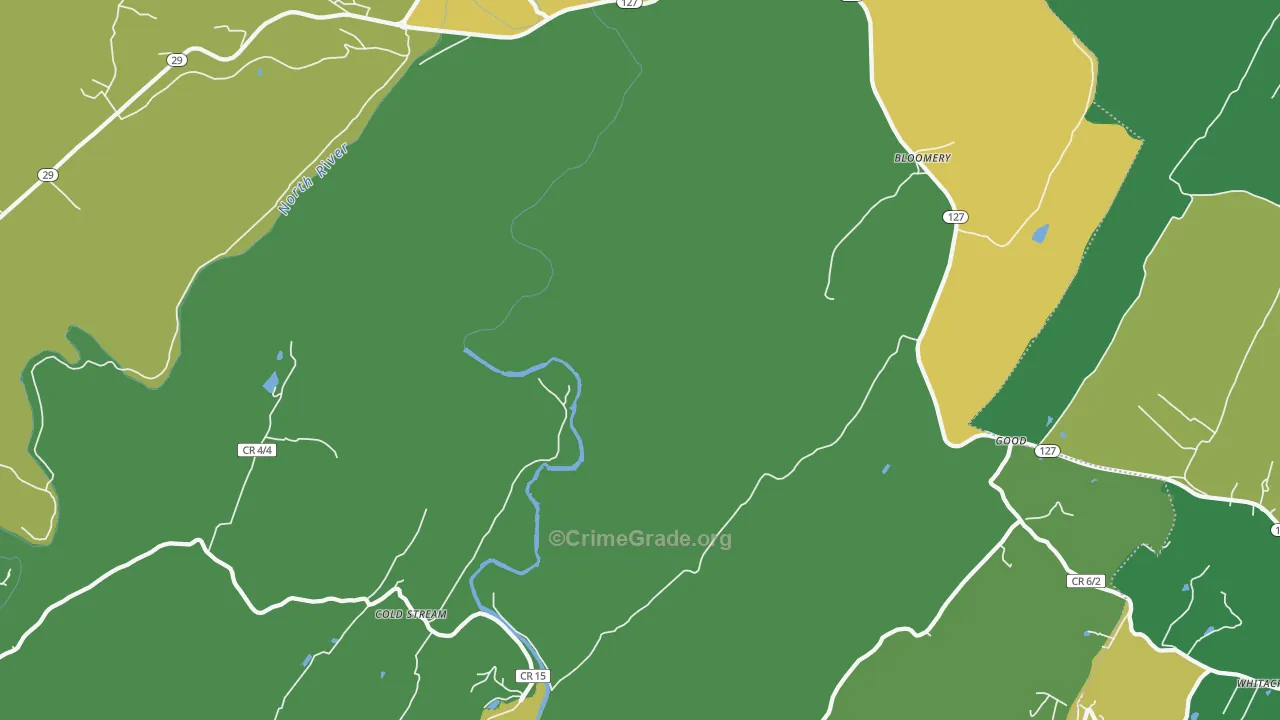 Bloomery, WV Map of Vandalism Rates
