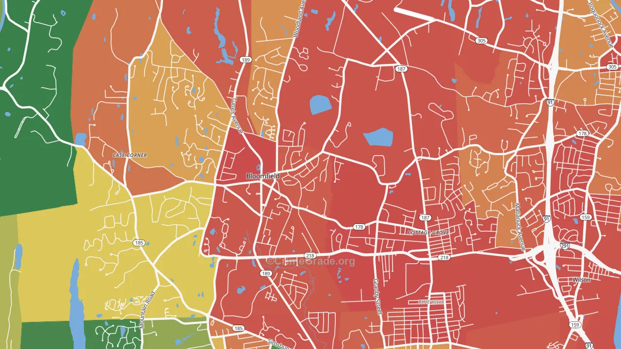 Bloomfield, CT Map of Vandalism Rates