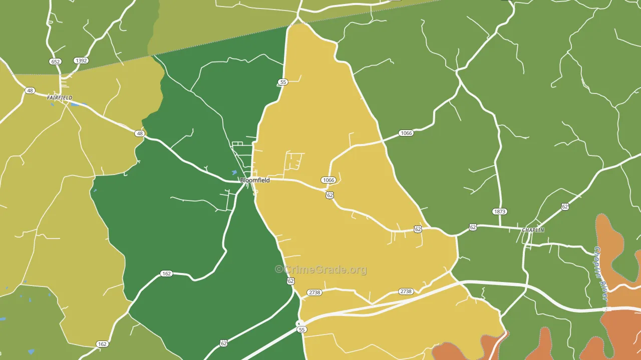 Bloomfield, KY Map of Vandalism Rates