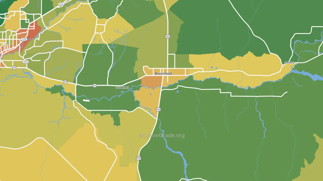 Bloomfield, NM Map of Vandalism Rates