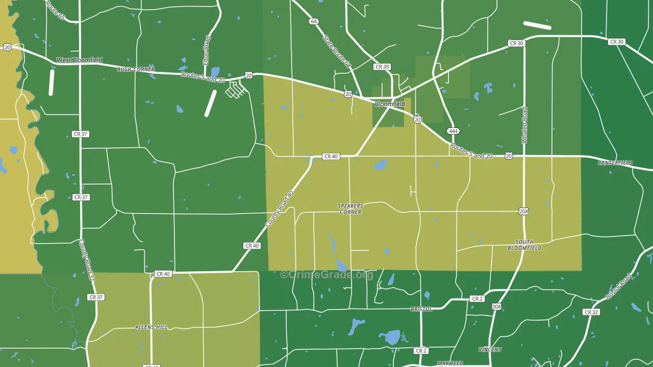 Bloomfield, NY Map of Vandalism Rates