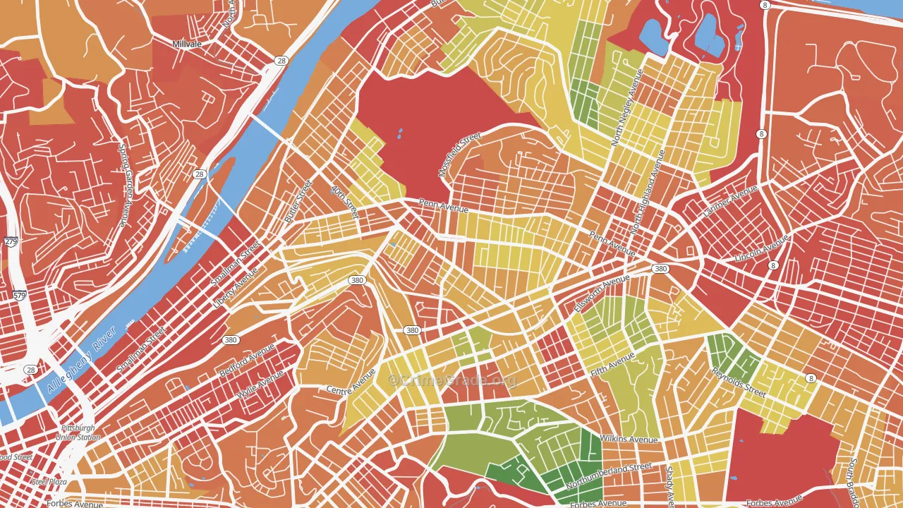 Bloomfield, Pittsburgh, PA Map of Vandalism Rates