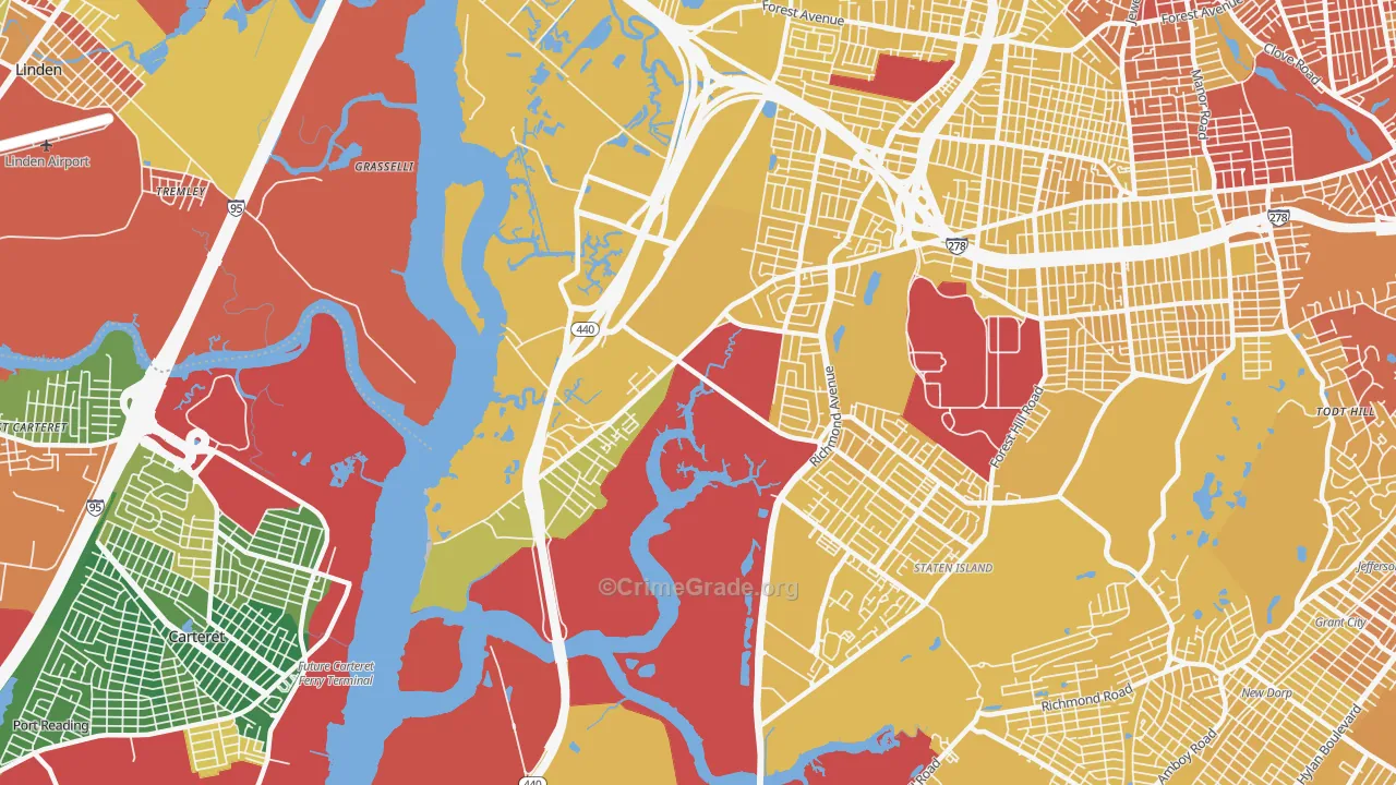 Bloomfield, Staten Island, NY Map of Vandalism Rates