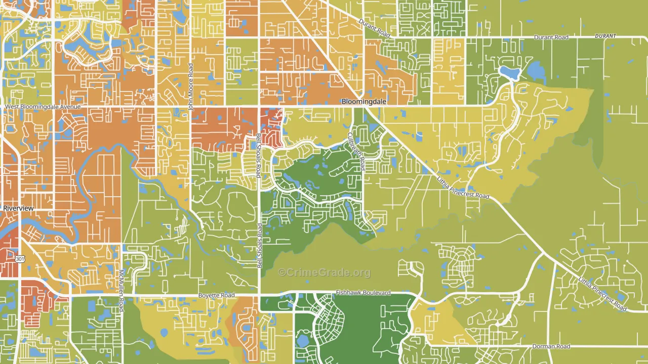 Bloomingdale, FL Map of Vandalism Rates
