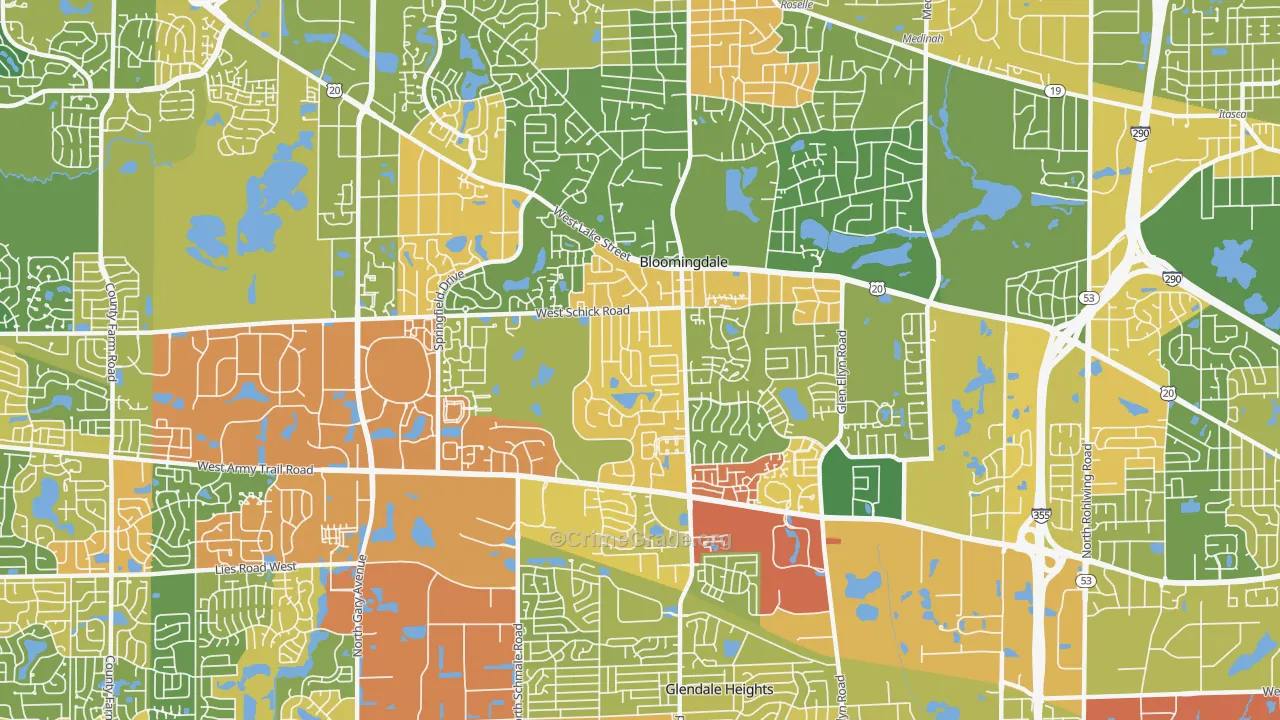 Bloomingdale, IL Map of Vandalism Rates