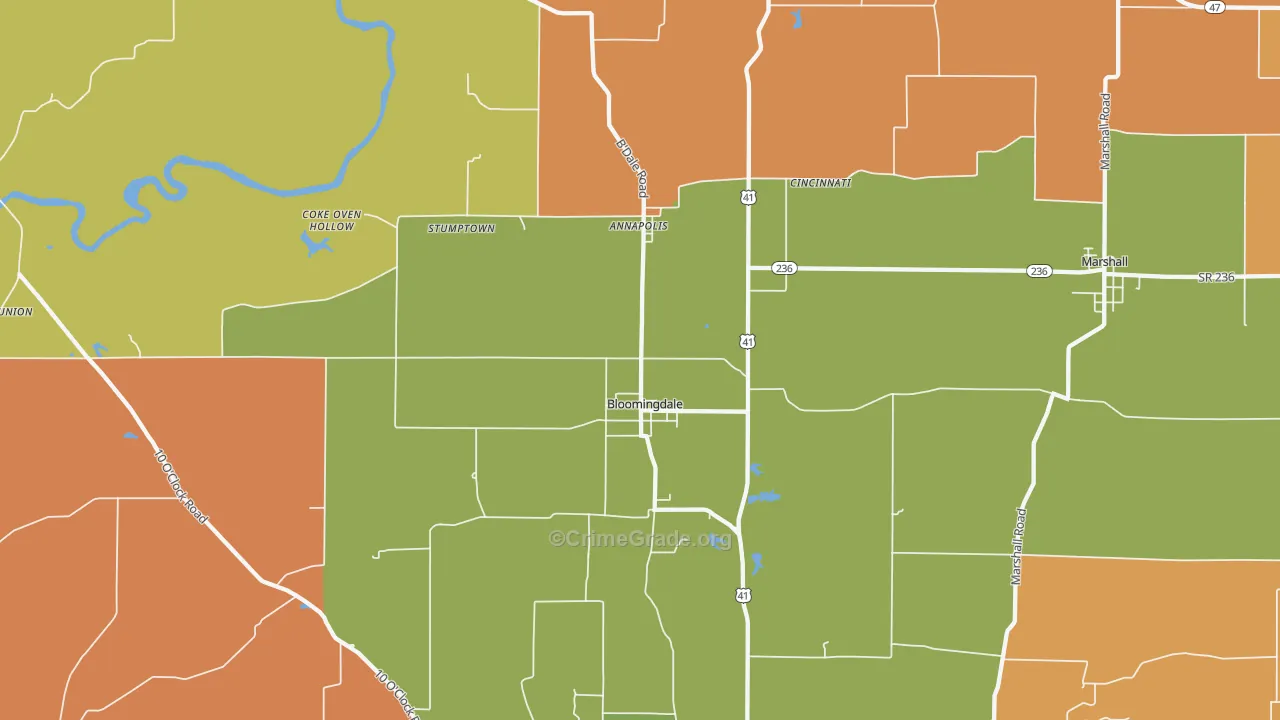Bloomingdale, IN Map of Vandalism Rates