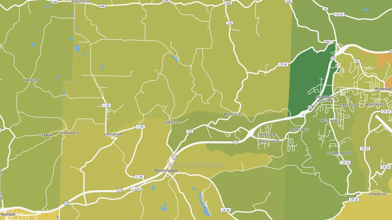 Bloomingdale, OH Map of Vandalism Rates