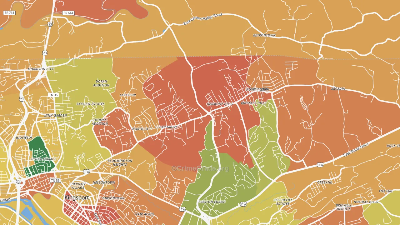 Bloomingdale, TN Map of Vandalism Rates