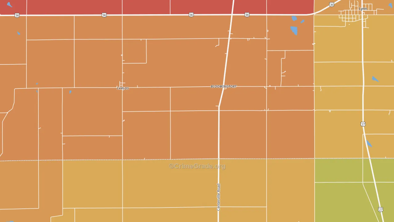 Bloomingport, IN Map of Vandalism Rates