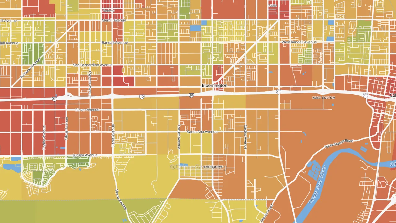 Bloomington, CA Map of Vandalism Rates
