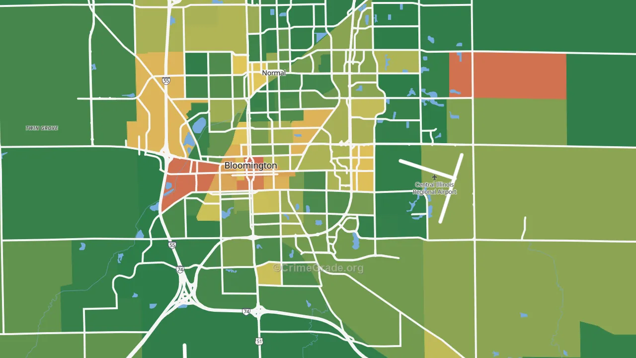 Bloomington, IL Map of Vandalism Rates