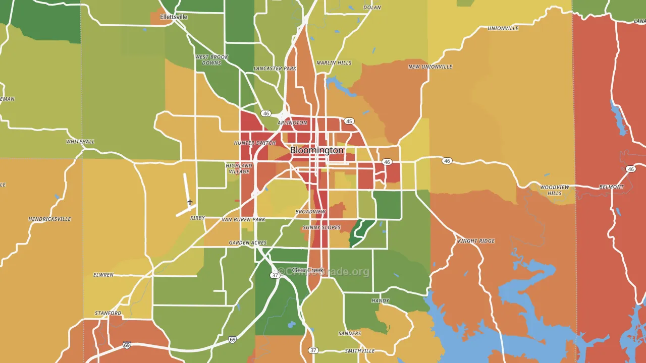 Bloomington, IN Map of Vandalism Rates
