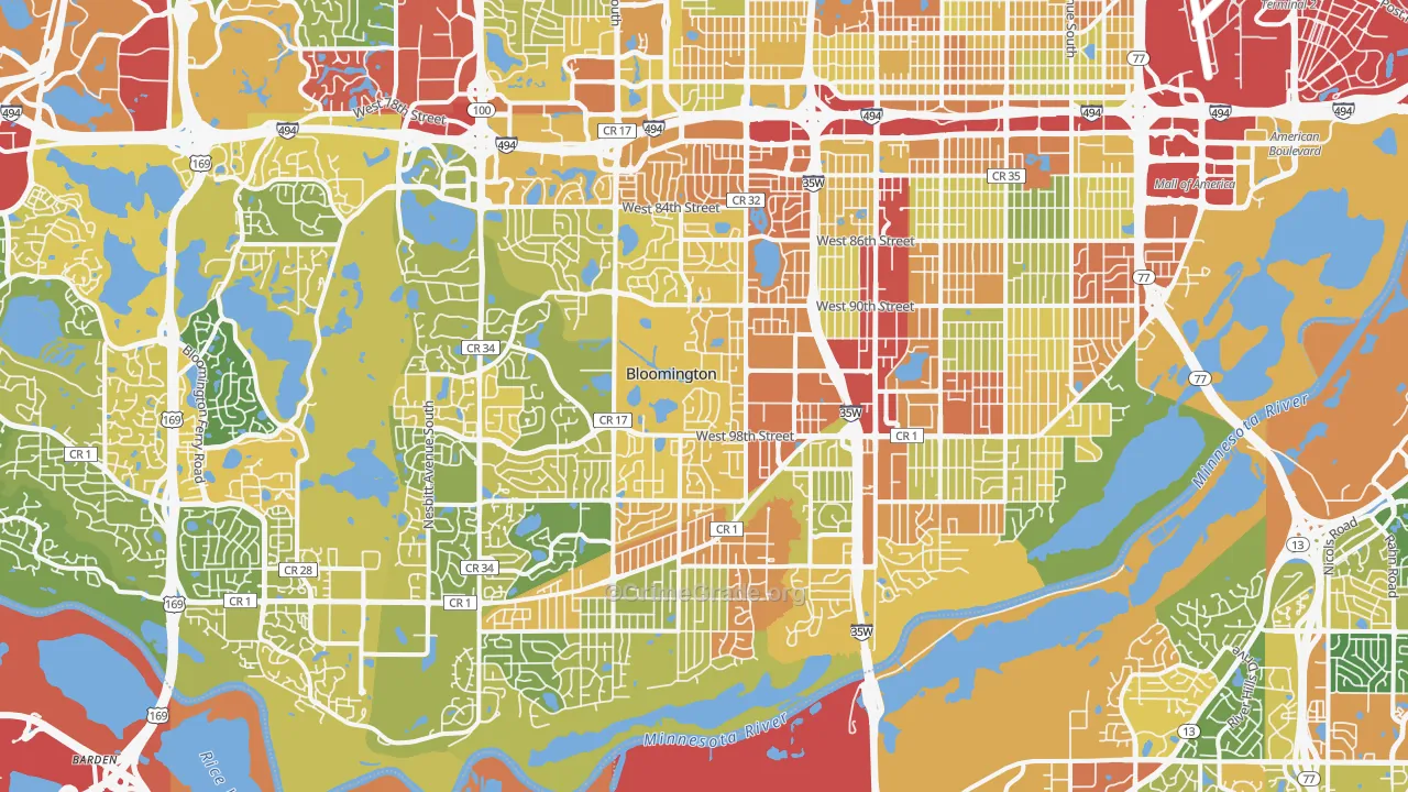 Bloomington, MN Map of Vandalism Rates