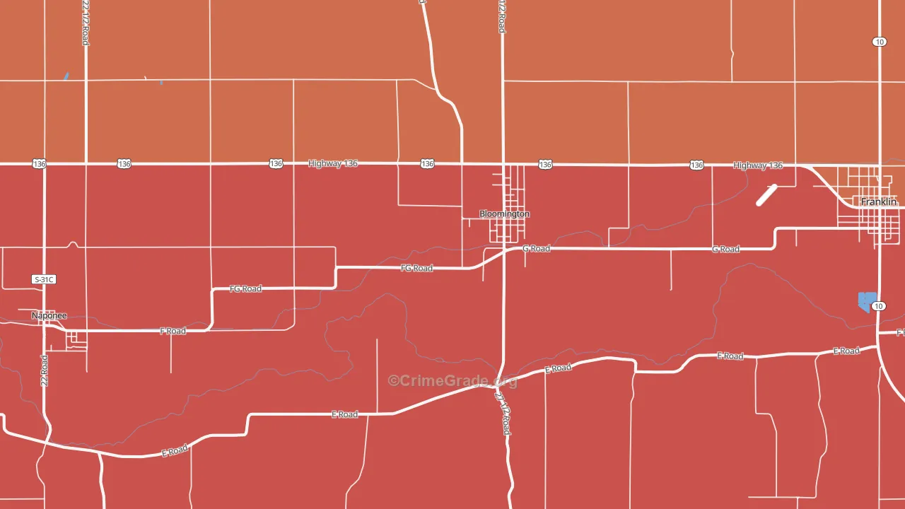 Bloomington, NE Map of Vandalism Rates
