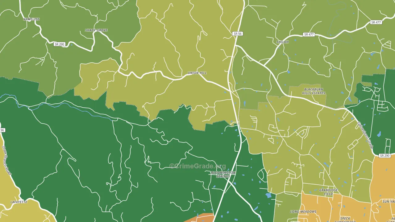 Bloomington Springs, TN Map of Vandalism Rates